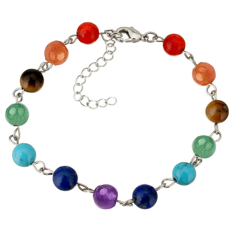Edelstenen armband met veel gekleurde edelstenen| regenboog armband | Chakra armband | Gemma