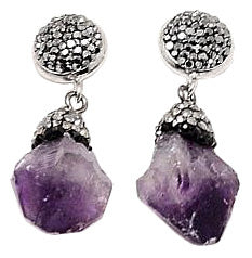 Paarse edelstenen oorknoppen met amethist en stras steentjes vooraanzicht | Bright Amethyst