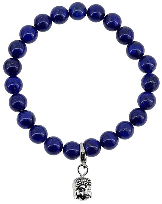 Edelstenen armband Lapis Lazuli Silver Dangling Buddha Head