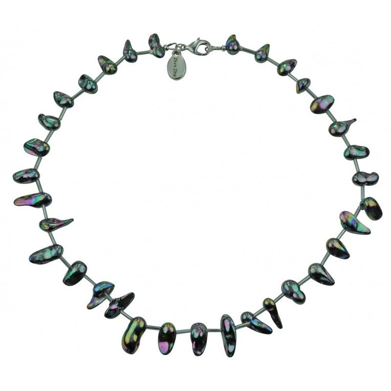 Zoetwater parelketting met blauw groene parels en sterling zilver (925) | Blister Stick AB Blue