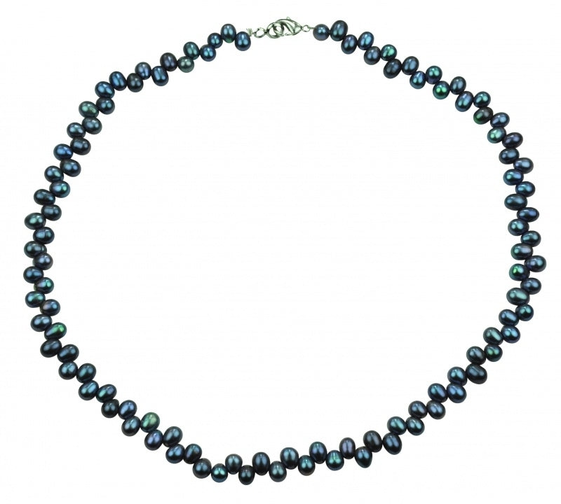 Zoetwater parelketting met blauwe parels en sterling zilver (925) | Blueria
