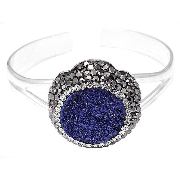 Kristallen armband met sprankelend blauwe kristal en stras steentjes | Bangle Blue Druzy