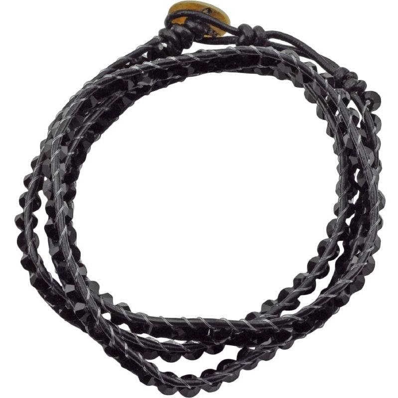 Kristallen wikkel armband met zwarte facet geslepen kristallen | Crystal Black Wrap