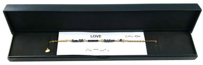 Cadeau set Edelstenen ketting Morse Code Love Black Hematite Gold