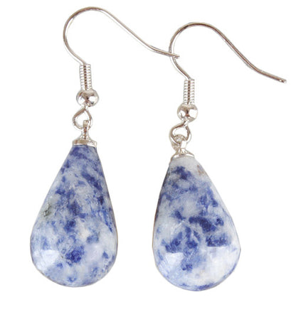 Blauwe edelstenen oorbellen met jaspis en sterling zilver (925) | Blue Spot Big Drop