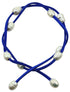 Wit zoetwater parel armband met blauw suede | Wrap Suède Blue Pearl