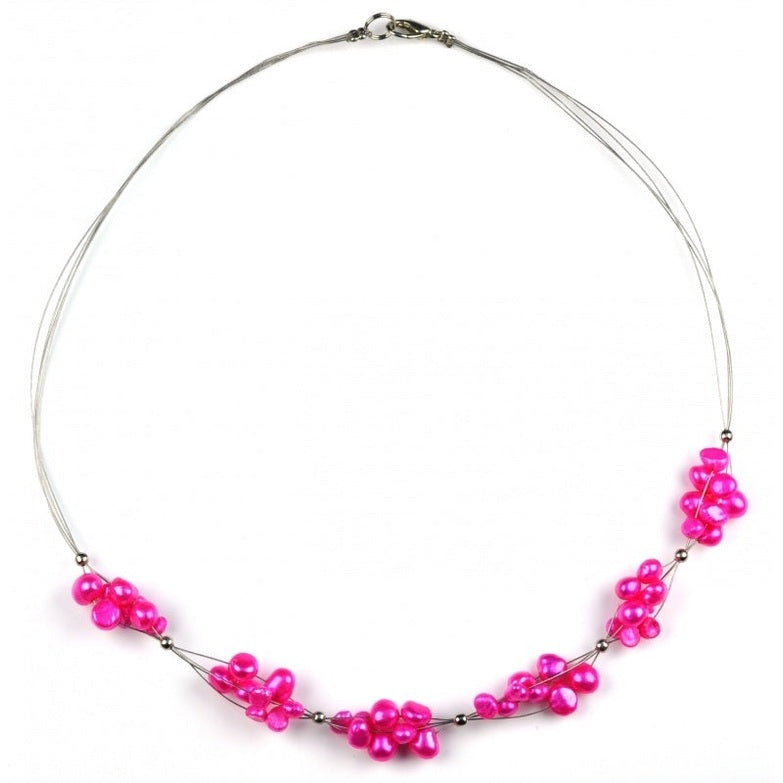 Zoetwater parelketting met pink kleurige parels en sterling zilver (925) | Pinky