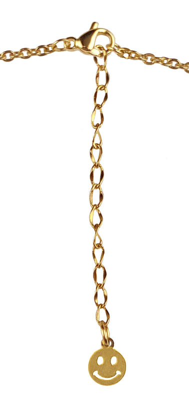  Slotje van zwarte edelstenen ketting met goud edelstaal en hematiet stenen die het woord HAPPY in morse code weer geeft | Morse Code Happy Black Hematite Gold