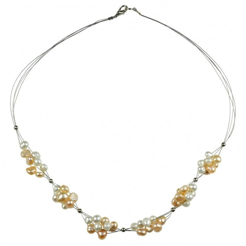 Zoetwater parelketting met witte zalm kleurige parels en sterling zilver (925) | Twinny