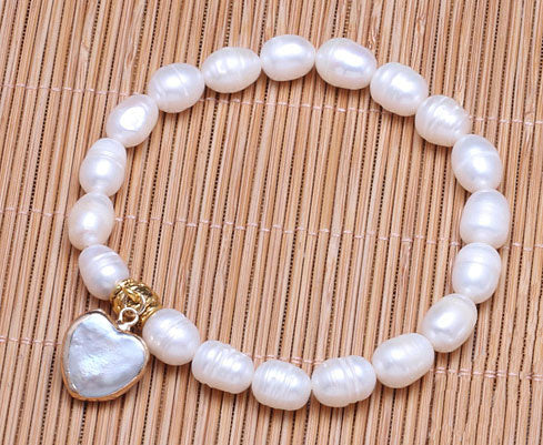 Zoetwater parel armband Golden Pearl Heart