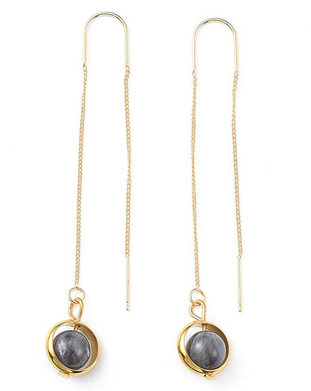 Edelstenen oorbellen met goud edelstaal en labradoriet | Gold Chain Labradorite