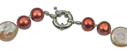 Zoetwater parel armband Red Pearl Peach Coin
