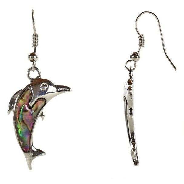 Parelmoeren oorbellen met dolfijn in abaloon En sterling zilver (925) | Abalone Dolphine