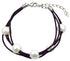 Wit zoetwater parel armband met zwart leer en sterling zilver (925) | Black Leather 5 Pearl