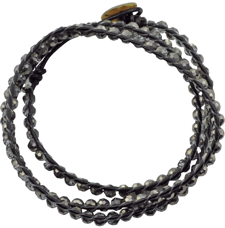 Kristallen wikkel armband met zilveren facet geslepen kristallen | Crystal Silver Wrap
