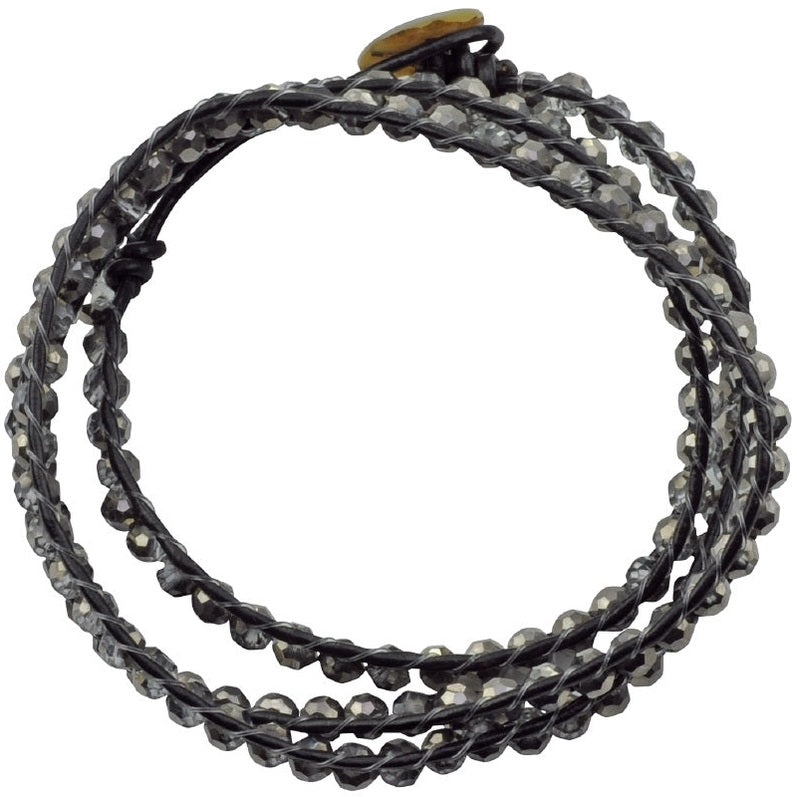 Kristallen wikkel armband met zilver facet geslepen kristallen | Half Silver Wrap