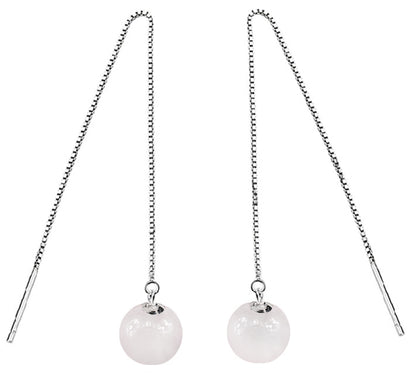 Lange edelstenen oorbellen met maansteen en sterling zilver (925) | Moonstone Chain