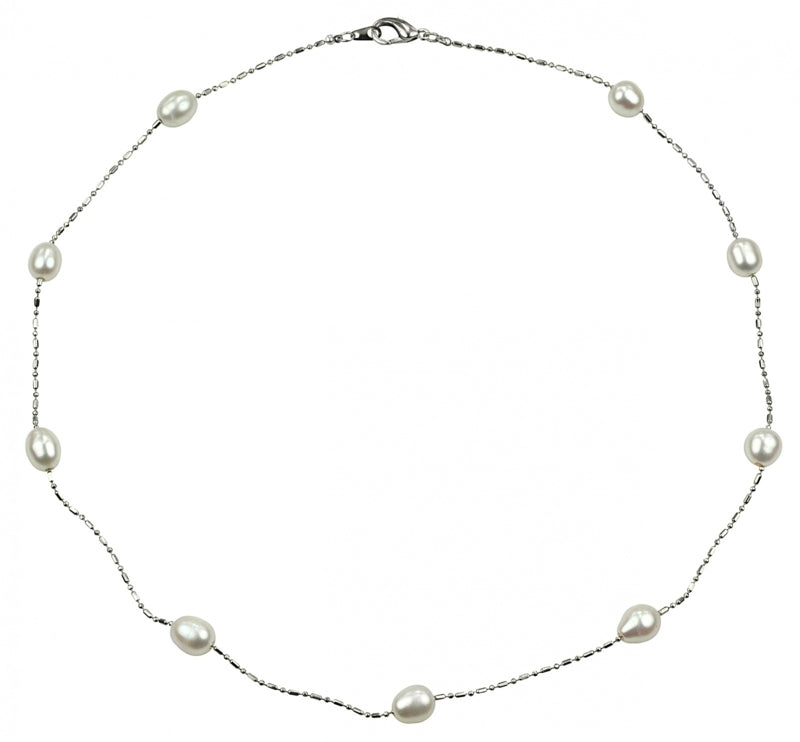 Witte zoetwater parelketting | Cleo