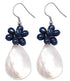 Zoetwater parel oorbellen met blauwe parels, wit parelmoer en sterling zilver (925) | Purssian Blue Pearl White Shell