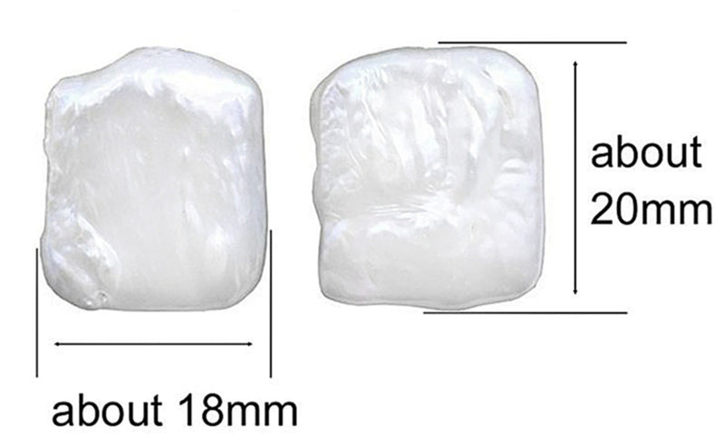 Zoetwater parel oorknoppen met witte vierkante parels en sterling zilver (925), maat indicatie | Pearl Square