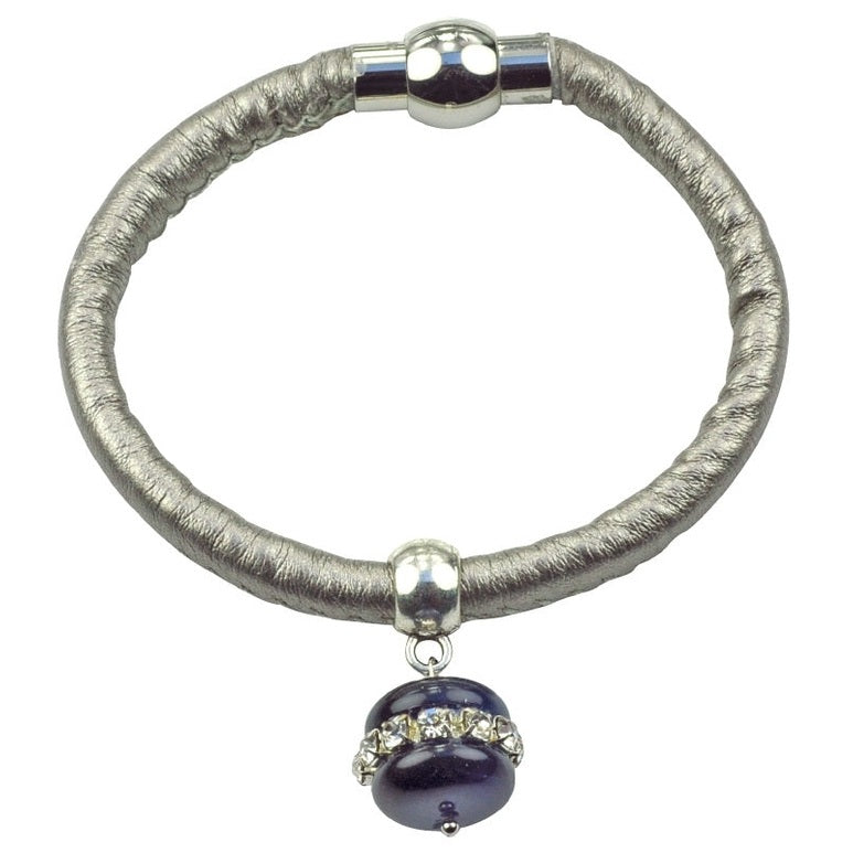 Edelstenen armband met blauwe kattenoog, stras steentjes en magneetsluiting | Cat’s Eye Blue Bling