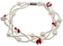 Wit zoetwater parel armband met rode agaat en magneetslotje | Twine Pearl Red Agate