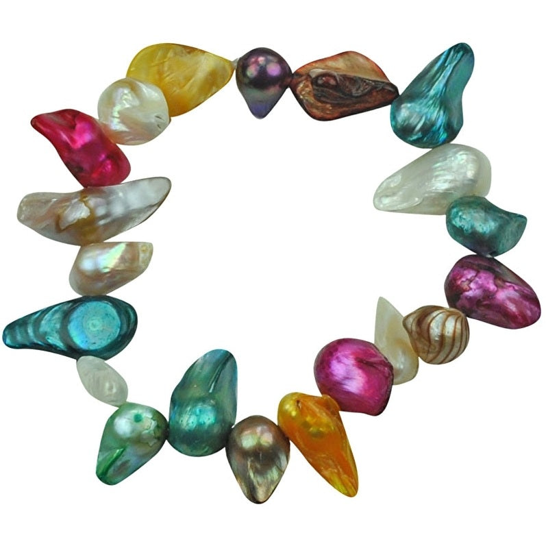 Zoetwater parel armband met vrolijk gekleurde parels, elastisch | Pearl Blister Mix Color