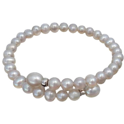 Zoetwater parel wikkel armband met witte parels en sterling zilver (925) | Angelica
