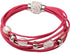 Wit zoetwater parel armband met rood leer, magneetslot en stras steentjes | Bling Pearl Red