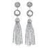 Lange witte zoetwater parel oorbellen met zilveren kristallen kwastje | Bright Coin Pearl Silver Crystal Tassel