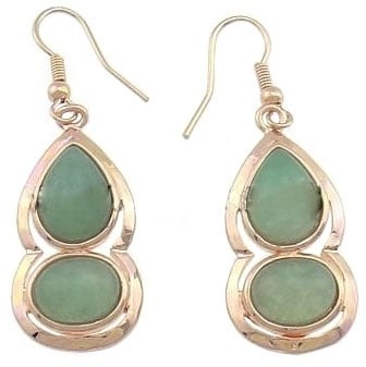 Groen edelstenen oorbellen met aventurien en rosé goud | Green Aventurine Gold
