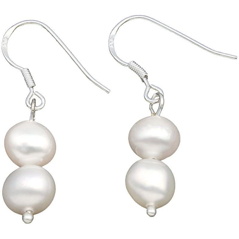 Zoetwater parel oorbellen met witte barok parels en sterling zilver | Wealca Two