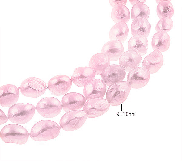 Zoetwater parelketting Three Row Pink Barok Pearls