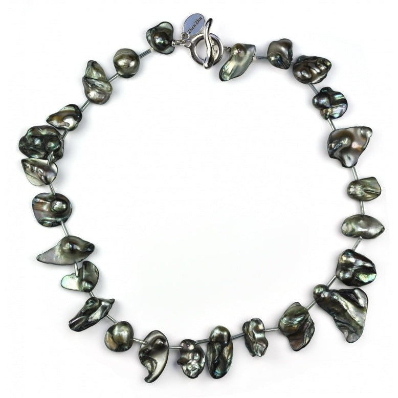 Zoetwater parelketting met grote grijze parels | Pearl Blister Grey