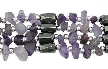 Edelstenen armband Wrap Magnetite Amethyst