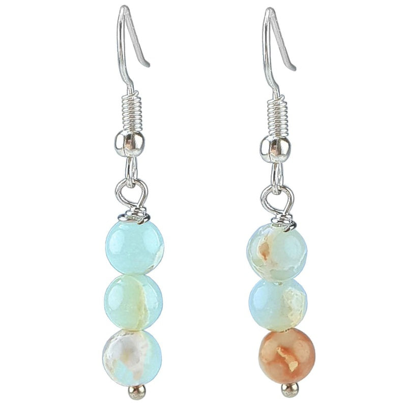 Licht blauwe edelstenen oorbellen met Shoushan en sterling zilver (925) | Shoushan