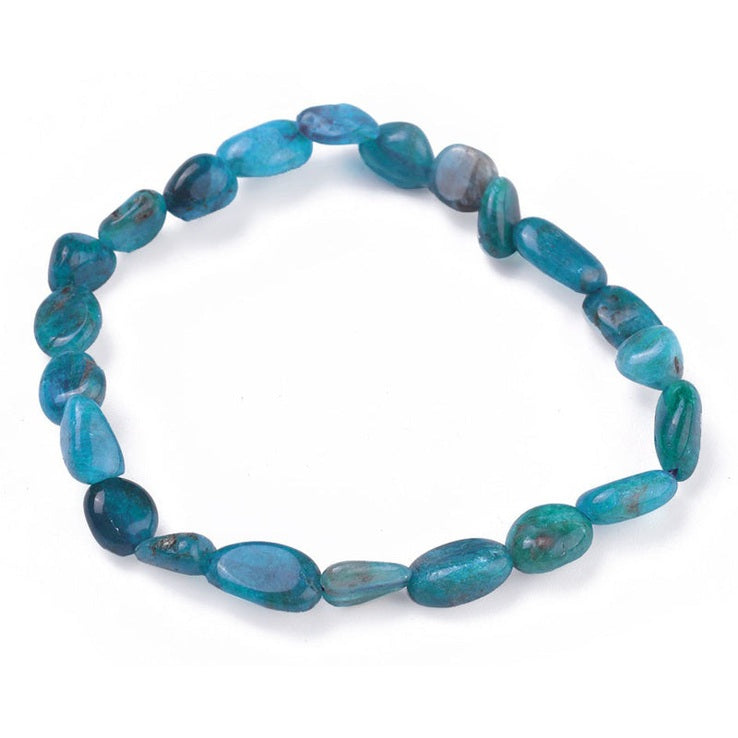 Blauwe edelstenen armband met apatiet | Elastisch | Apatite Tumbled Stone