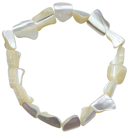 Wit parelmoeren armband | Elastisch | White Shell Small