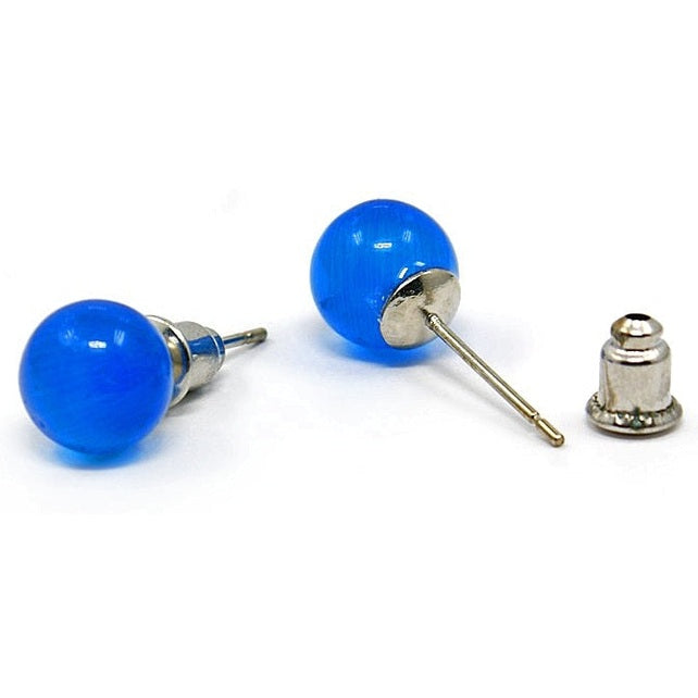 Blauwe edelstenen oorbellen, blauwe kattenoog oorbellen | Cat’s Eye Blue
