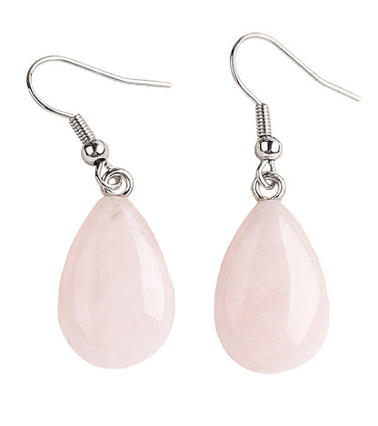 Roze edelstenen oorbellen met rozenkwarts in druppel vorm en sterling zilver (925) | Rosé Quartz Drop