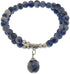 Blauw edelstenen armband met jaspis en bedeltje | Elastisch | Blue Spot Ball