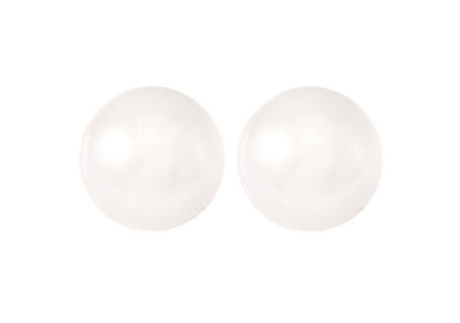 Witte zoetwater parel oorbellen met zilver edelstaal, parel oorknopjes, vooraanzicht | Pearl White 8 mm
