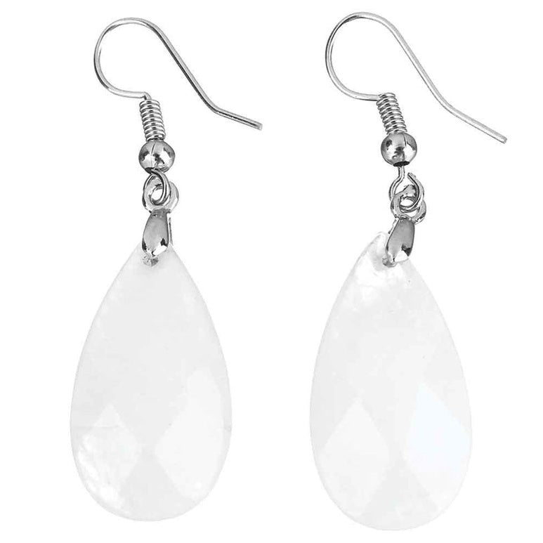 Witte edelstenen oorbellen met bergkristal en sterling zilver (925) | Facet Clear Crystal