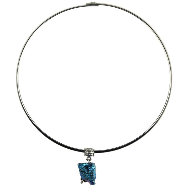 Blauwe edelstenen ketting met kwarts hanger | Quartz Blue