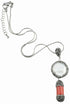 Zoetwater parelketting met  hanger met witte parel, rood koraal, stras steentjes en zilver edelstaal | Bright Pearl Coral Two