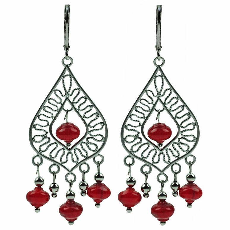 Rood koralen oorbellen met zilver edelstaal | Aisha Coral