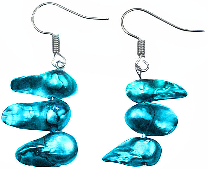 Zoetwater parel oorbellen met aqua blauwe parels en sterling zilver (925) | Pearl Blister Aqua Blue