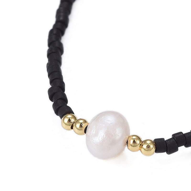 Zoetwater parel armband Mini Pearl One Black Color