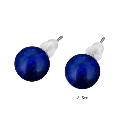 Blauwe edelstenen oorknopjes met lapis lazuli met maatindicatie | LapisLazuli Ball