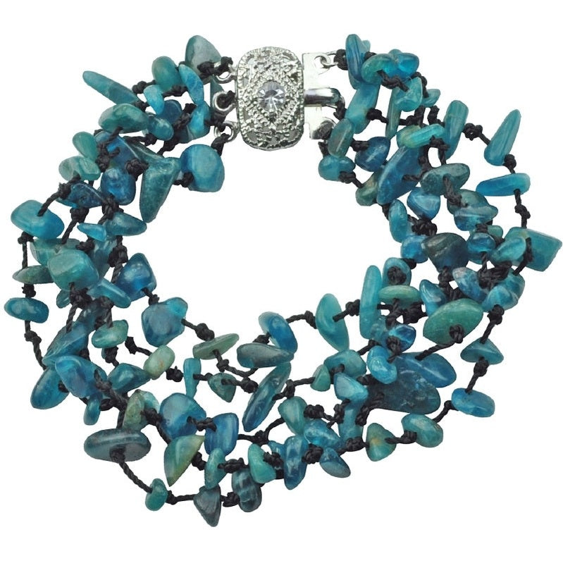 Blauw groen edelstenen armband in 5 rijen | Tropical Sea